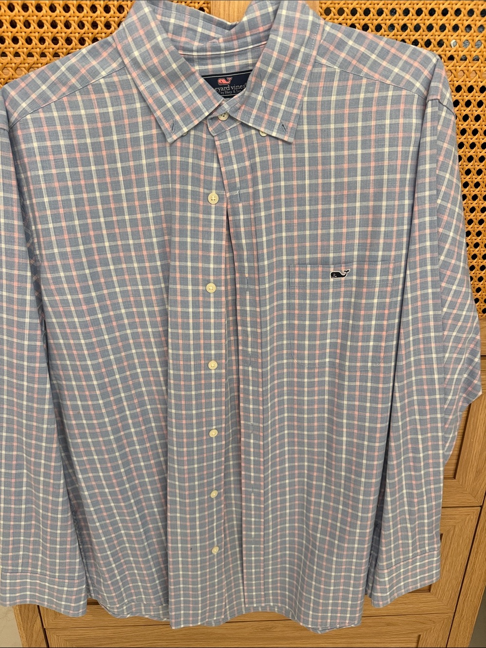 Vineyard Vines Men’s Blue & Pink Plaid Button-Down Shirt
